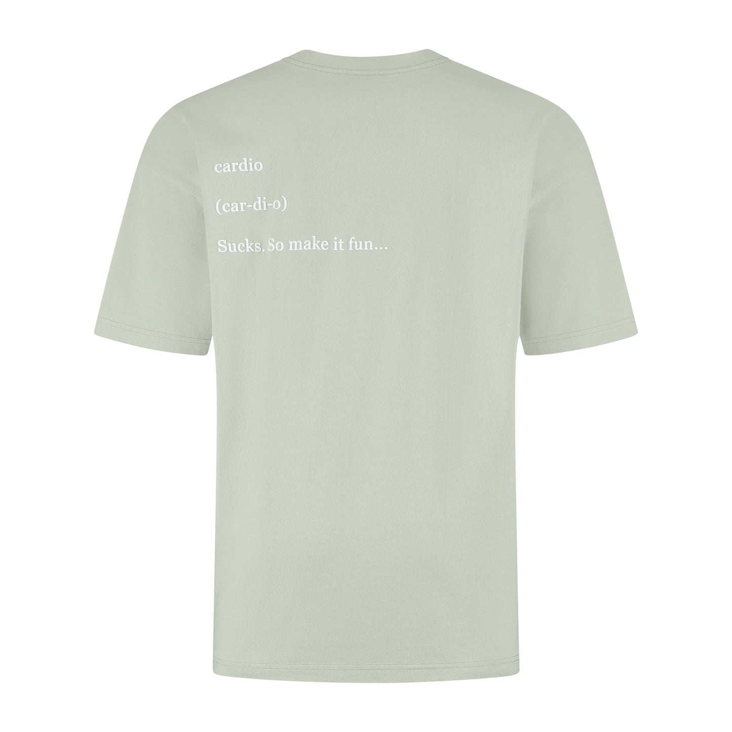 OVERSIZED BLUE STONE WASHED T-SHIRT ‘CARDIO SUCKS'
