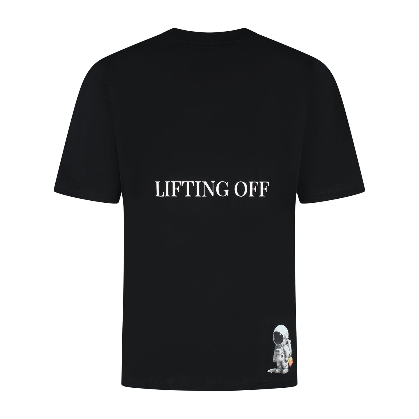 OVERSIZED BLACK T-SHIRT ‘LIFTING OFF'