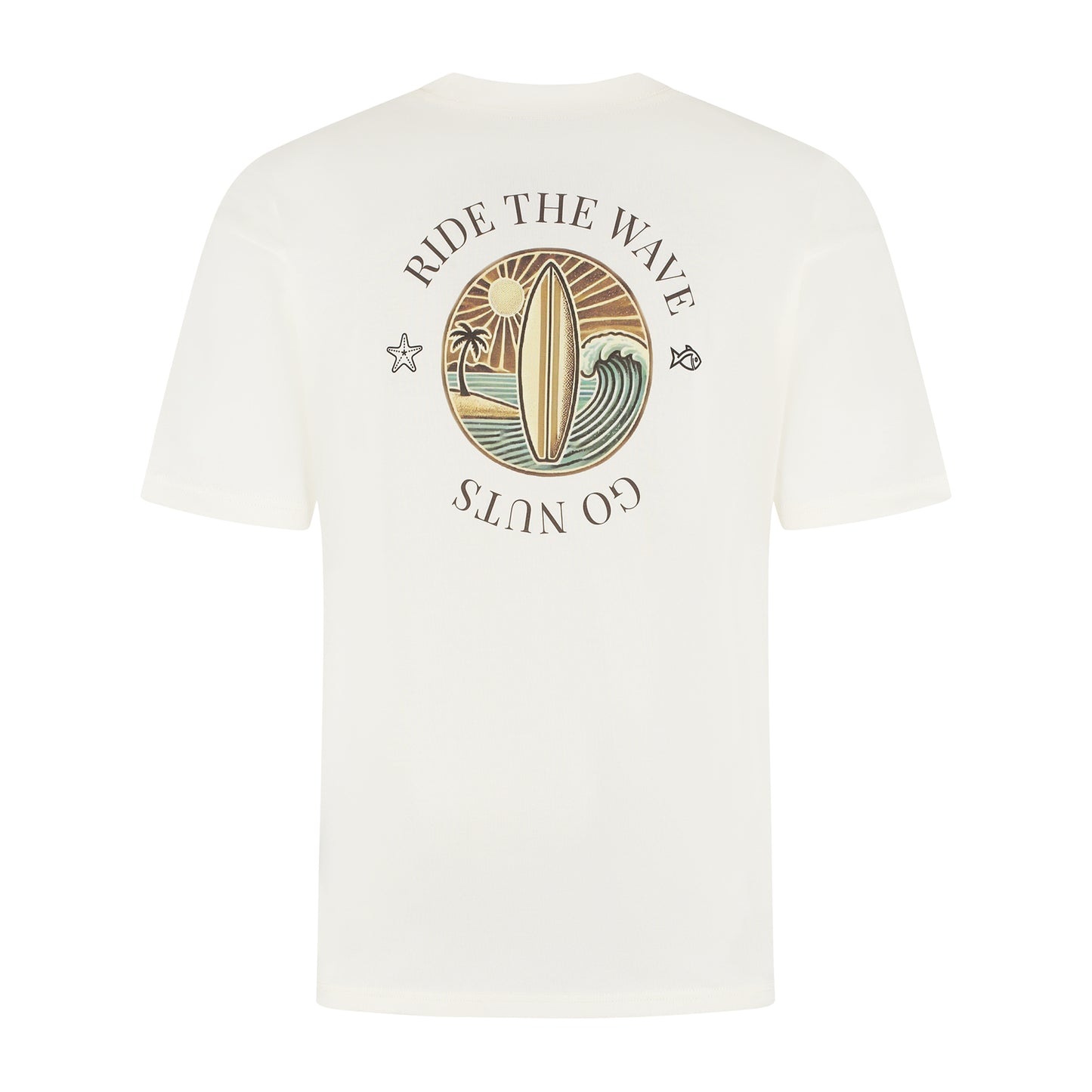 OVERSIZED OFF-WHITE T-SHIRT ‘RIDE THE WAVE'